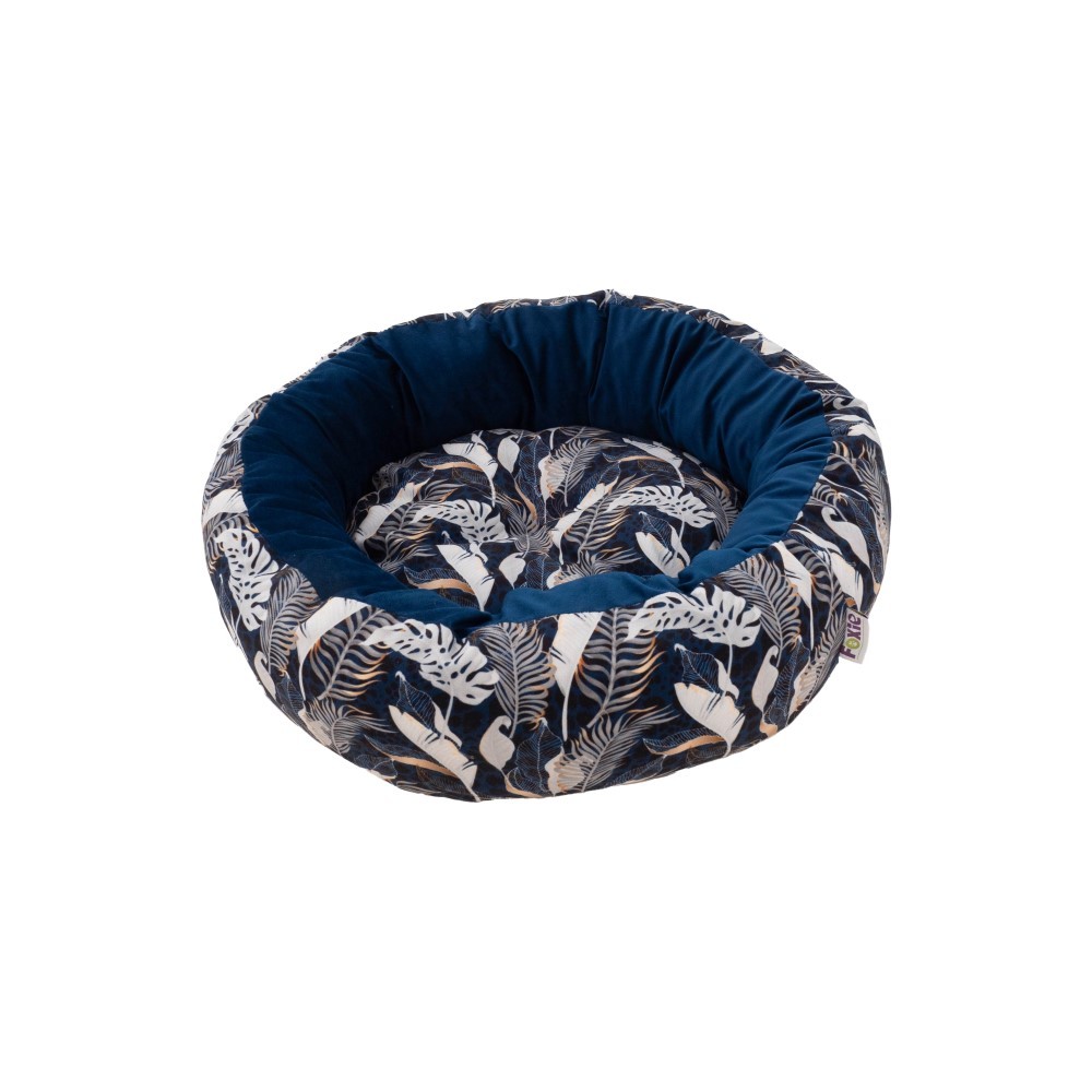 Лежак для животных Foxie Leaf Limited 57х57x18см круглый синий